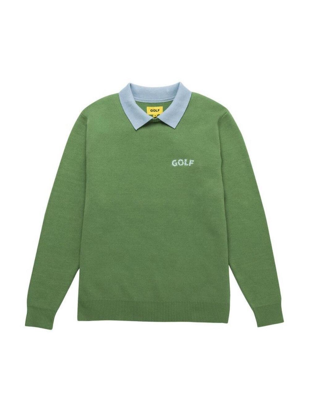 Golf Wang Galaxy Logo Collared Sweater in Light Blue/Green